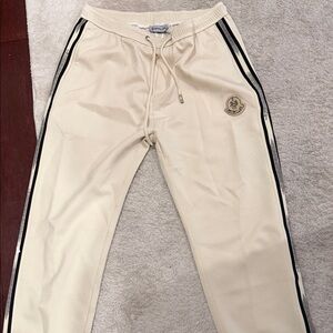 Moncler Beige Joggers with Black Stripes